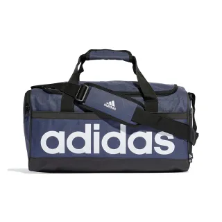 【adidas 愛迪達】Linear Duffel S 男款 深藍色 大Logo 運動 旅遊 手提 背帶 健身包 HR5353