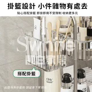 【靚白家居】透明收納推車 置物手推車 置物架 廚房推車 廚房收納架 層架推車 S372(2層加大款 無掛籃)