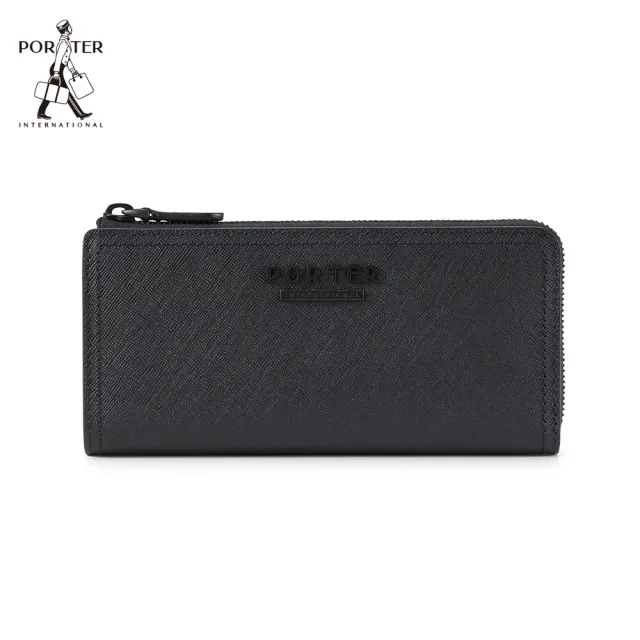 【PORTER INTERNATIONAL】堅毅自信AVENUE真皮拉鍊長夾(黑)