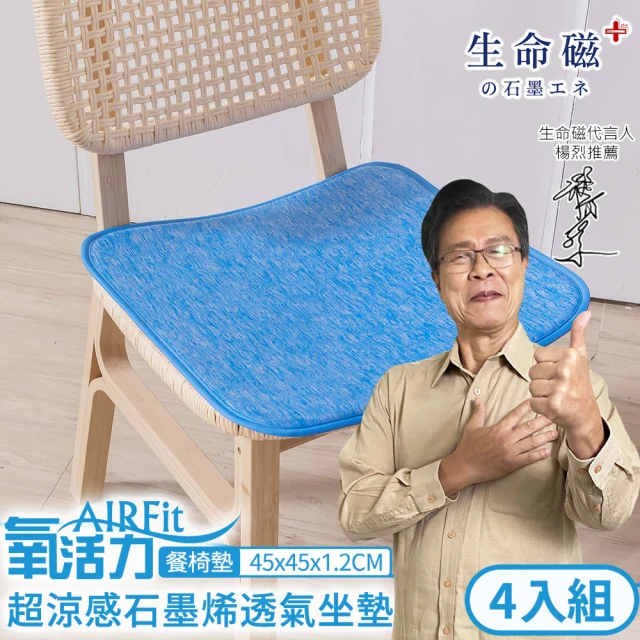 【日本旭川】AIRFit超涼感生命磁石墨烯萬用45x45椅墊 超值4入(透氣循環 遠紅外線 楊烈推薦)