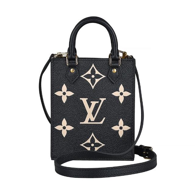LV LOUIS VUITTON路易威登 M81416 PETIT SAC PLAT 壓花 LOGO Monogram Empreinte 牛皮手提斜背包