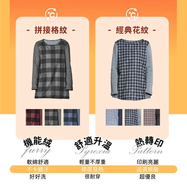 【MI MI LEO】3件組-台灣製熱昇華刷毛保暖衣(配色格紋 顯瘦刷毛 腰身 套組)