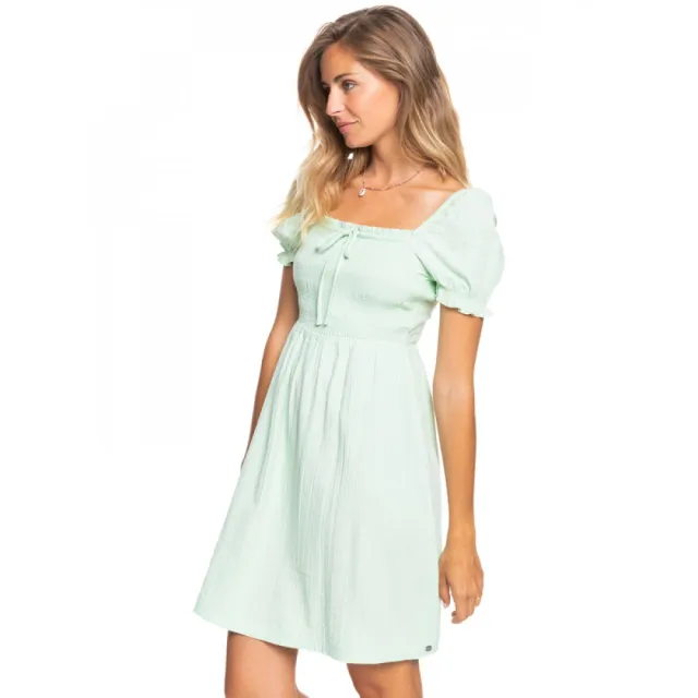 【ROXY】女款 女裝 短袖連身短裙洋裝 HELLO MINI AGAIN(淺綠)