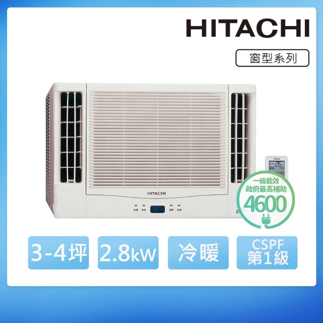 HITACHI 日立 3-4坪一級變頻雙吹式冷暖窗型冷氣(RA-28NR)