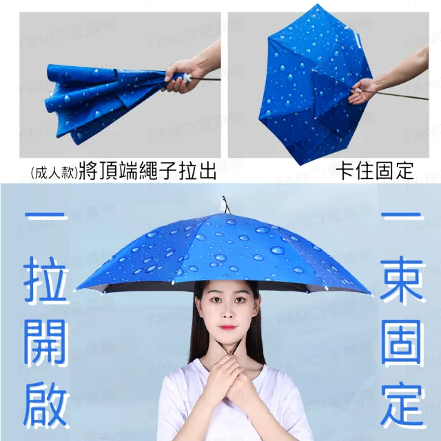 【FANCY LIFE】頭戴兩用傘帽(傘帽 釣魚傘 雨傘帽 遮陽傘 遮陽帽 摺疊傘 斗笠 戶外遮陽傘 釣魚雨傘)