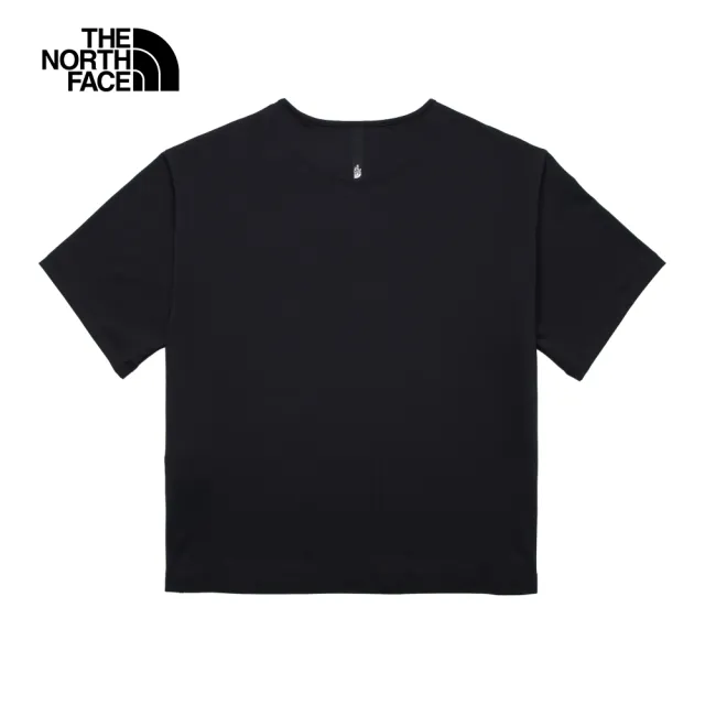 【The North Face 官方旗艦】北面女款黑色吸濕排汗防曬短袖T恤｜83TTJK3