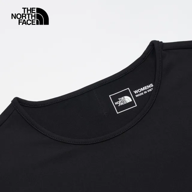 【The North Face 官方旗艦】北面女款黑色吸濕排汗防曬短袖T恤｜83TTJK3