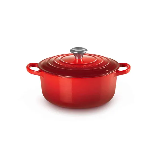 Le Creuset 典藏琺瑯鑄鐵鍋圓鍋 22cm(櫻桃紅-鋼頭)