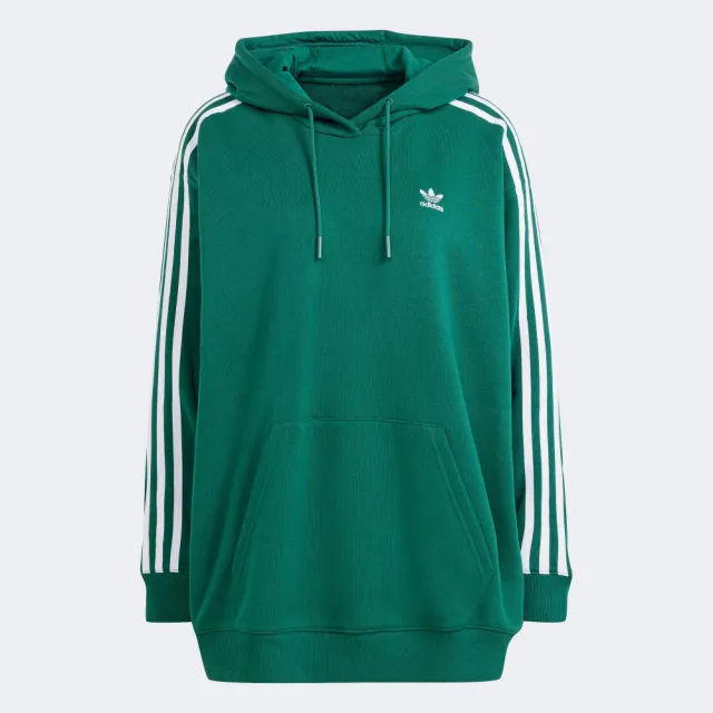 【adidas 愛迪達】上衣 女款 長袖上衣 帽T 運動 三葉草 亞規 3 S HOODIE OS 綠 IN8400