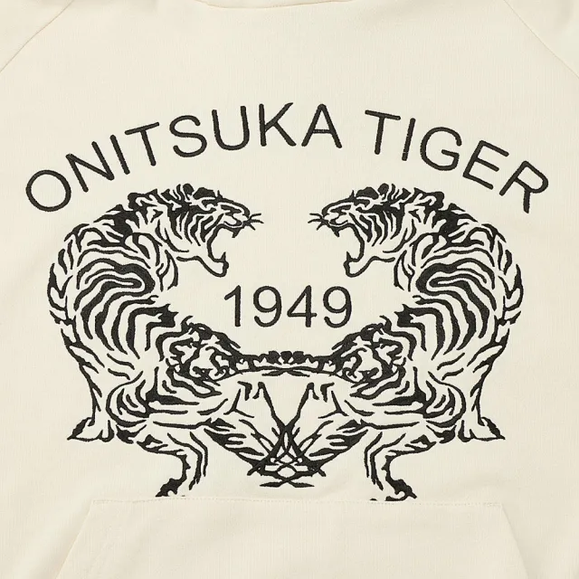 【Onitsuka Tiger】Onitsuka Tiger鬼塚虎-米色雙虎刺繡連帽上衣(2183B185-100)