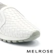 【MELROSE】美樂斯 率性潮感編織造型全真皮厚底休閒鞋(白)
