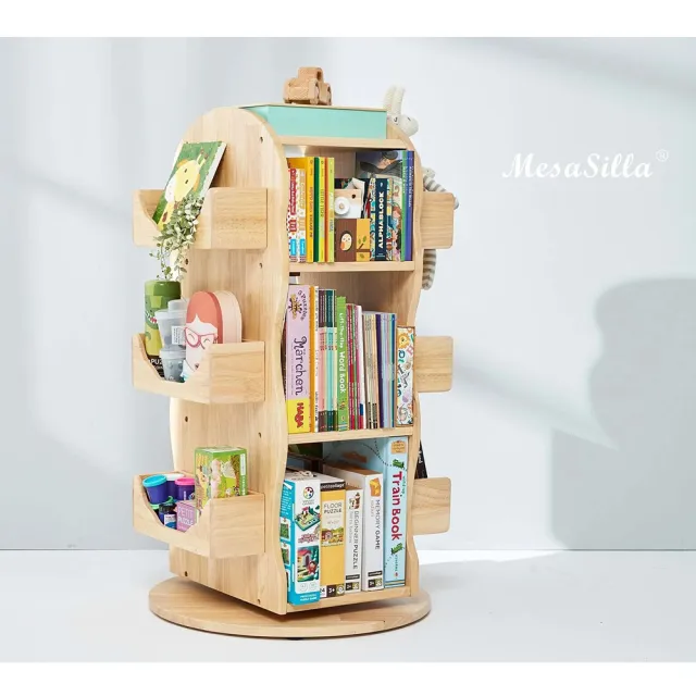 【MesaSilla】專利實木旋轉收納書櫃