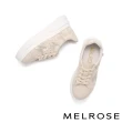 【MELROSE】美樂斯 浪漫水鑽蝴蝶蕾絲牛皮厚底休閒鞋(米)