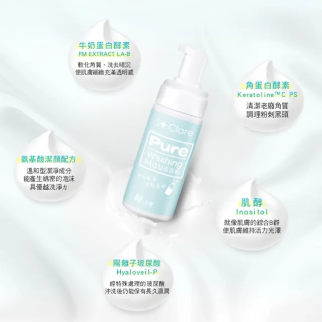 【St.Clare 聖克萊爾】純洗顏牛奶酵素潔顏慕斯150mlx2入(洗臉慕斯/氨基酸配方/醫美後護理)