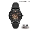 【EMPORIO ARMANI 官方直營】Luigi 乘風破浪風格機械手錶 黑色真皮皮革錶帶 43MM AR60012