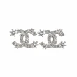 【CHANEL 香奈兒】CHANEL雙C LOGO爪鑽設計穿式耳環(銀x白)