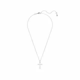 【SWAROVSKI 施華洛世奇】Insigne 鏈墜 圓形切割 十字架 白色 鍍白金色