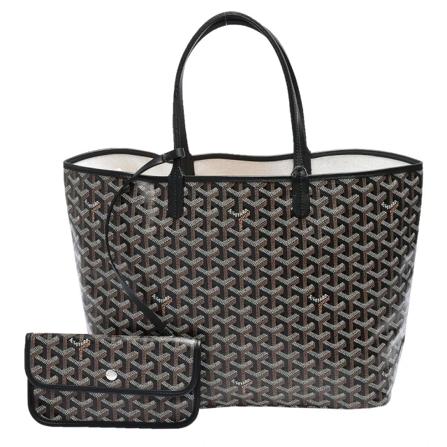 GOYARD 高雅德GOYARD 高雅德 經典St. LouisPM防水帆布LOGO購物包(中-黑-附收納袋AMALOUIS-PM01-BLK)