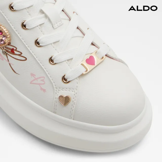 【ALDO】HEARTSTEP-熱戀水鑽愛心塗鴉休閒小白鞋-女鞋(粉色)