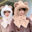 【HaNA 梨花】萌萌的小熊．酷寒超保暖帽子圍巾一體小熊帽