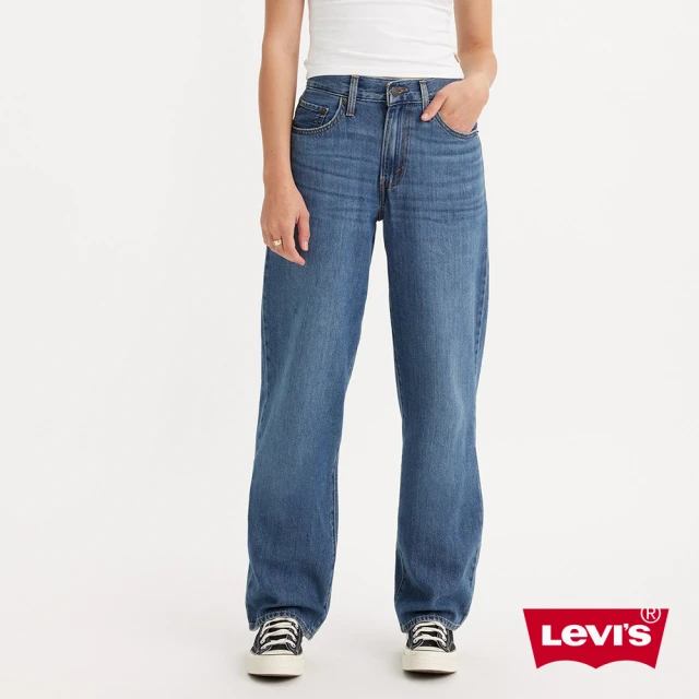 LEVISLEVIS 女款 街頭休閒風高腰寬直筒牛仔長褲 / 天絲彈性舒適面料 人氣新品 A3494-0032
