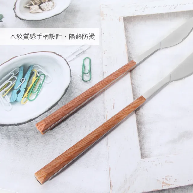 【AXIS 艾克思】不鏽鋼木紋餐具系列-餐刀1入