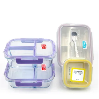 【美國Winox】專利全隔斷 買2送2 安玻分隔玻璃保鮮盒(共4件組)