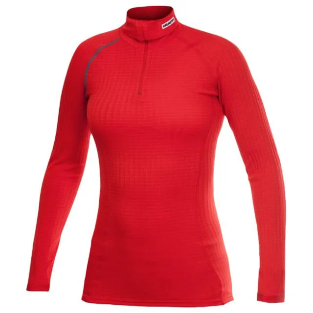 【CRAFT】女 ZERO EXTREME ZIP TURTLENECK 長袖拉鍊T領排汗衣.長袖半開襟休閒運動上衣(194617-2428 紅)