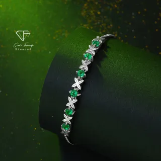 【CF Diamond】手鍊 培育祖母綠 共60分《咫尺》(雙11 哥倫比亞祖母綠 鑽石 手鍊 生日 禮物)