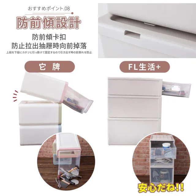 【FL 生活+】特大款-抽屜安全卡扣耐重可疊加收納箱(38公升)