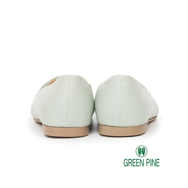 【GREEN PINE】素色微尖頭清新樂福平底鞋淺綠色(00148529)