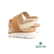【GREEN PINE】一字寬版鞋帶撞色涼鞋淺棕色(00322308)