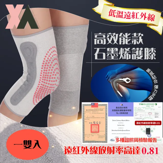 【XA】高效能石墨烯雙魚鱗彈簧支撐護膝一雙入(膝蓋不適/遠紅外線/羽毛球/循環傳導熱能/3420021/特降)