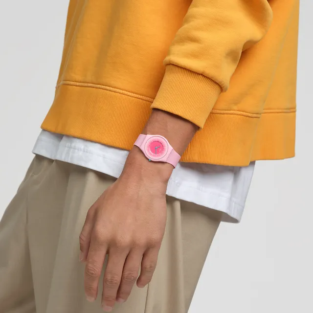 【SWATCH】RADIANTLY PINK 超薄手錶/男錶/女錶/瑞士製造 SS08P110(34mm)