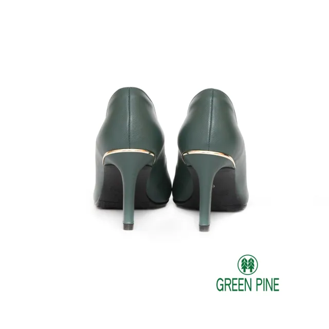 【GREEN PINE】經典尖頭素面剪裁極細高跟鞋綠色(00902982)