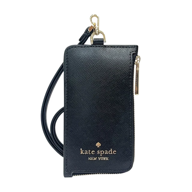 KATE SPADEKATE SPADE Madison系列簡約黑防刮皮革零錢包兩用掛脖證件夾(KC573-001)