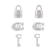 【COACH】玻璃珍珠C Logo/鎖頭/鑰匙造型耳環禮盒組(銀色)