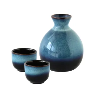 【Just Home】湛藍陶瓷清酒壺1壺2杯組(壺350ml+杯35ml)