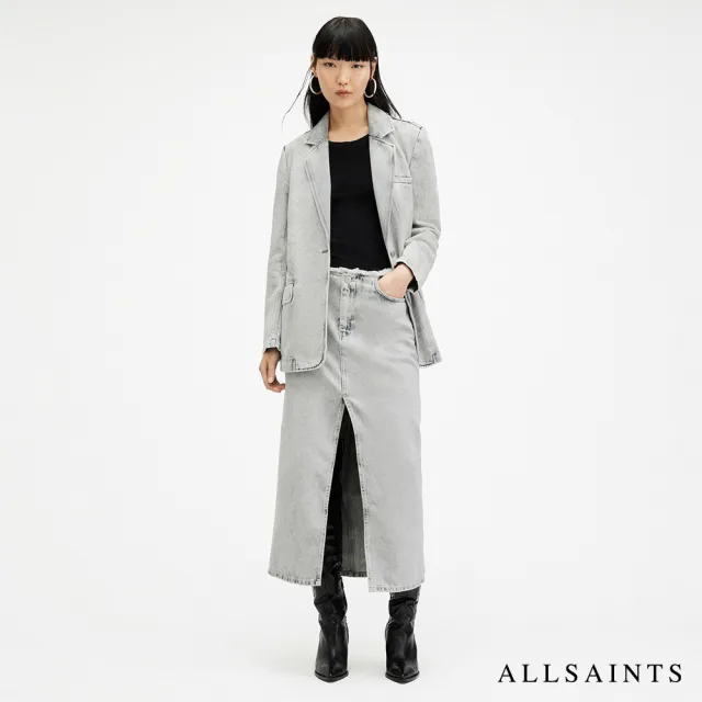 【ALLSAINTS】HONOR 復古抽鬚牛仔長裙(常規版型)