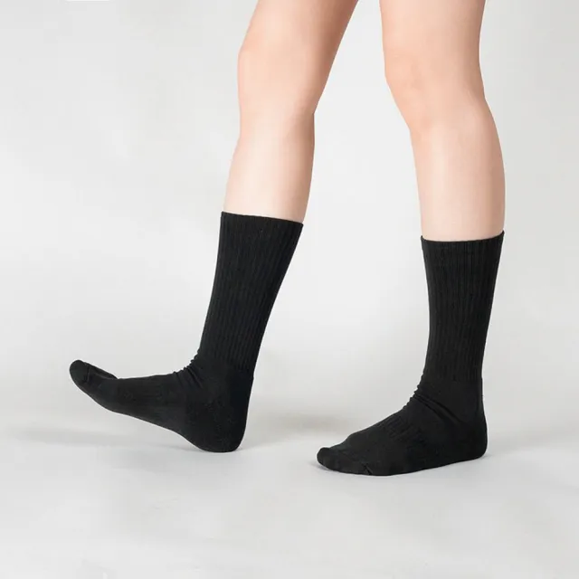 【WARX】經典素色高筒襪-黑(除臭襪/機能襪/足弓防護)