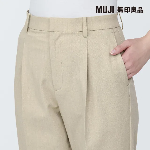 【MUJI 無印良品】女聚酯纖維不易起皺打褶錐形褲(共4色)