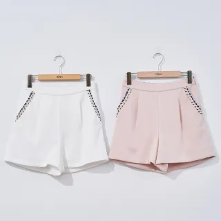 【IENA】撞色織帶小香風短褲(#4278005 小香風短褲 白色/粉色)