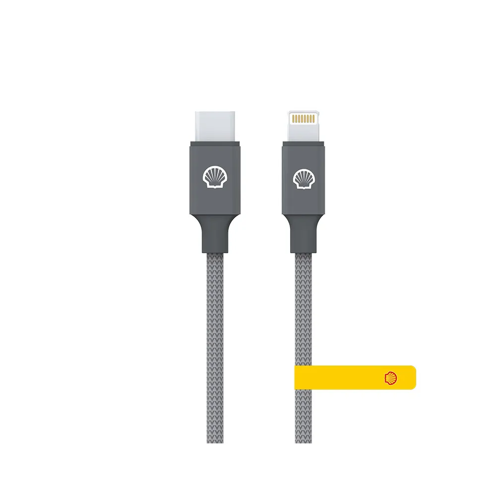 【SHELL 殼牌】USB-C to Lightning 反光充電傳輸線 15cm(車麗屋)