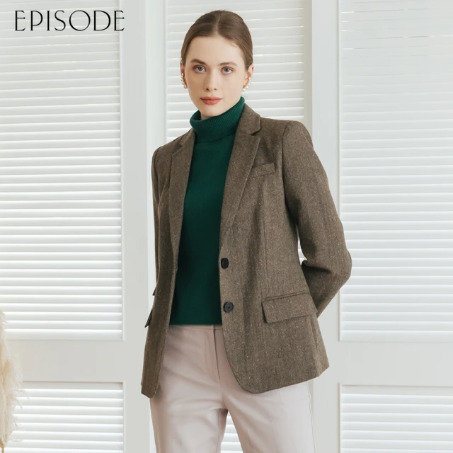 EPISODE 百搭率性配色領羊皮背心（咖）E44903優惠
