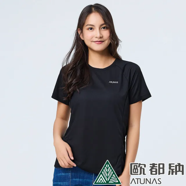 【ATUNAS 歐都納】女款POLARTEC POWER DRY短袖T恤(A2TS2323W黑/防曬透氣/吸濕排汗/抗臭快乾/休閒登山)