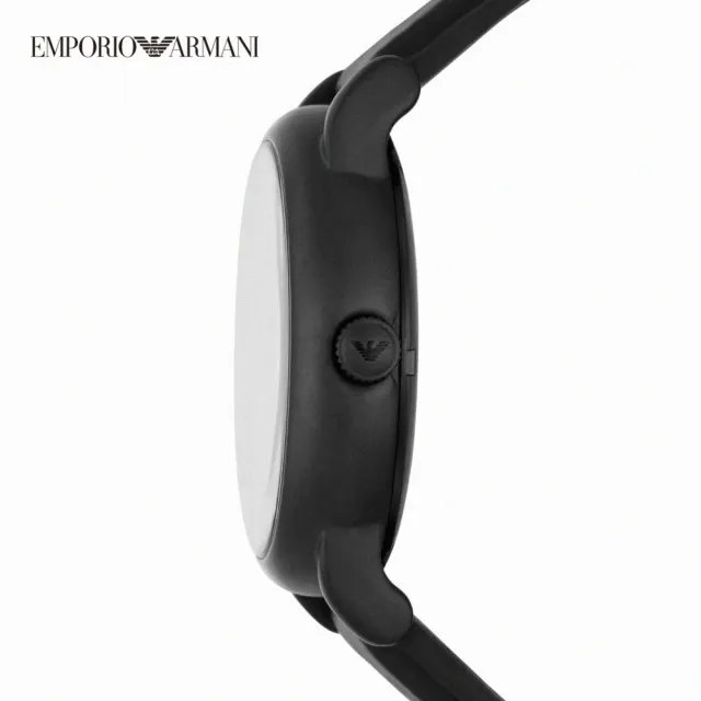 【EMPORIO ARMANI 官方直營】Luigi 老鷹壓紋縷空時尚男錶 黑色真皮錶帶 手錶 43MM AR60032