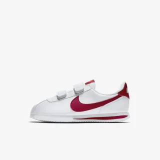 【NIKE 耐吉】Cortez Basic SL PSV 中童 休閒鞋 經典 阿甘鞋 魔鬼氈 白 紅(904767-101)