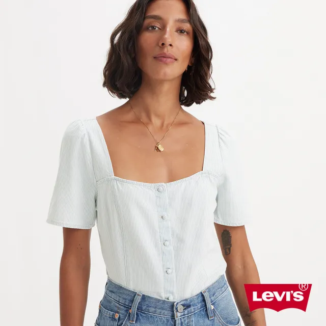 【LEVIS 官方旗艦】女款 方低領短袖襯衫 / 季節限定 熱賣單品 A7332-0006