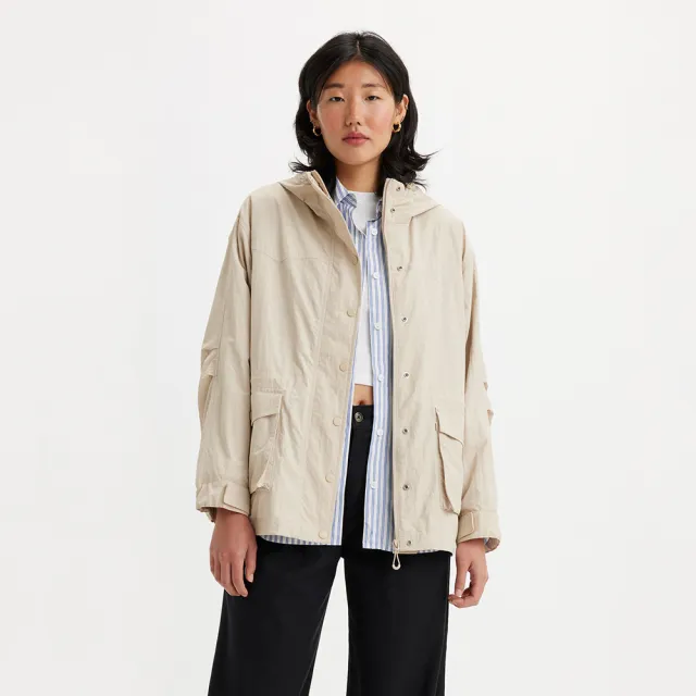 【LEVIS 官方旗艦】女款 防風連帽外套 / 防潑水 / 袖口可調節  熱賣單品 A7220-0000