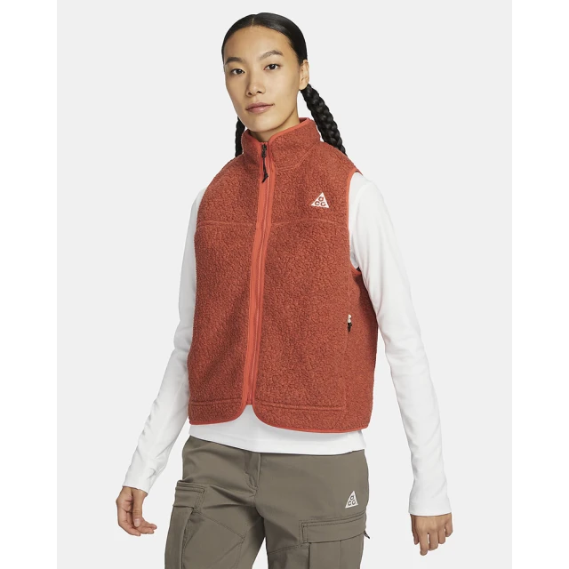 NIKE 耐吉 保暖背心 搖粒絨 休閒 AS W ACG ARCTIC WOLF VEST FZ 女款 橘紅(FN1925809)